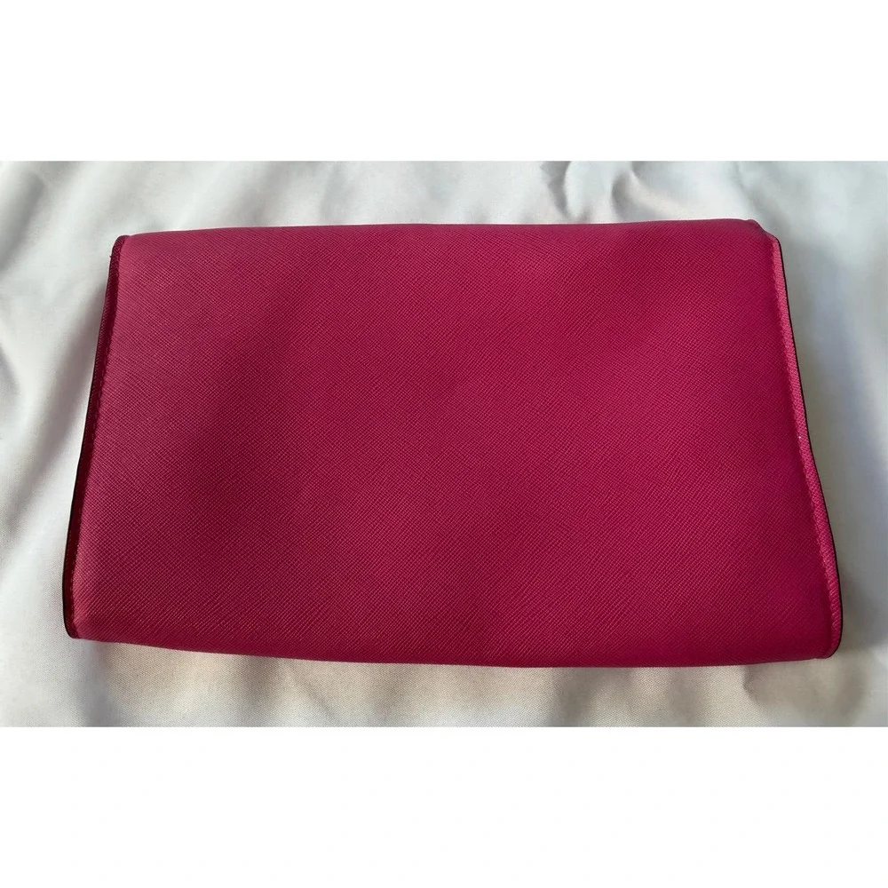 A New Day Hot Pink‎ Saffiano Envelope Crossbody Bag Gold Chain Clutch Fuchsia